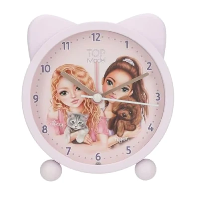 Abbildung von Depesche 13548 TOPModel Kitty and Doggy Wecker in Rosa für Kinder, mit Hunde und Katzen Motiv Ohren, lautlose Uhr Licht Funktion, inklusive Batterie