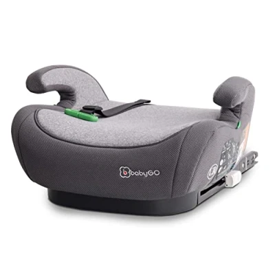 Abbildung von babyGO Sitzerhöhung Bursa IV nach neuer I Size Norm Kindersitzerhöhung mit verstellbarem Isofix Kindersitz/Autositz für Kinder (125 150 cm) Grau