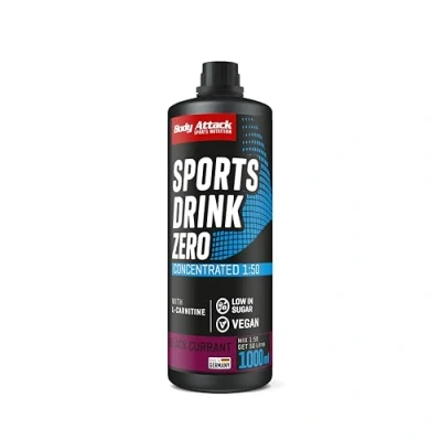 Abbildung von Body Attack Zero Sports Drink Black Currant 1000 ml / 200 Portionen Made in Germany Energy Konzentrat Veganer Sirup zuckerarm, fettarm Für Softdrinks mit Vitaminen &amp; Mineralstoffen