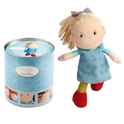 Abbildung von HABA Puppe Mirle Kuschelweiche 20 cm Babypuppe in edler Geschenkdose Ideales Willkommensgeschenk für Babys ab 6 Monaten 1005738001