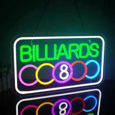 Abbildung von Looklight Billiards Neon Schild Billardzimmer Leuchtreklame LED Billard Sign Dimmbare Neonschild USB Buntes Neonlicht für Spielzimmer Wohnzimmer Wanddekoration Geschenke