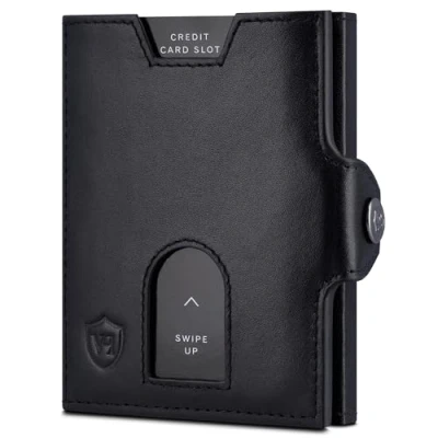 Abbildung von VON HEESEN Slim Wallet mit Münzfach &amp; RFID Schutz Geldbörse Herren klein Mini Geldbeutel Damen Portmonee Kartenetui Echtleder Karten Portemonnaie Leder Kreditkartenetui Schwarz Glatt