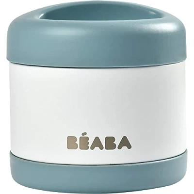 Abbildung von BÉABA Isolierender Thermobehälter Für Mahlzeiten Babys und Kinder 100 % luftdicht Edelstahl Hält mehr als 5 Stunden lang kalt/warm Doppelwandig 500 ml Rosa/Blau