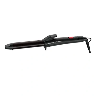 Abbildung von Rowenta x Karl Lagerfeld CF321L Lockenstab 25 mm Keratin &amp; Schein Beschichtung natürlich wirkende Wellen und Locken konstante 200C schnelles Aufheizen kühle Spitze Schwarz/Rot