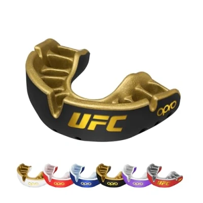 Abbildung von OPRO Gold Level UFC Mundschutz, Mundschutz Sport Erwachsene und Kinder, mit Vorgesetzter Komfort für Boxen, Lacrosse, MMA, Kampfsport, Hockey alle Kontaktsportarten (Schwarz, Jugendliche)