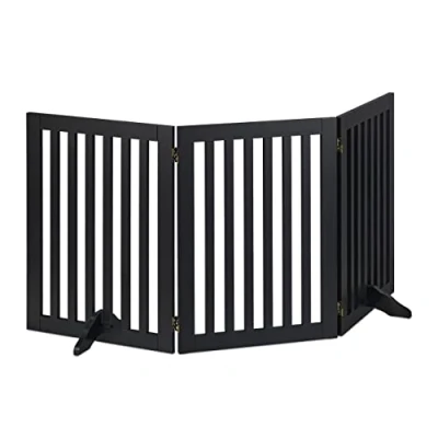 Abbildung von Relaxdays Absperrgitter, freistehendes Schutzgitter, HxB: 70 x 154 cm, mit Füßen, Hunde, Kindergitter klappbar, schwarz