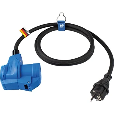 Abbildung von as Schwabe Camping CEE Adapterleitung 1,5 m mit Schutzkontaktstecker Winkelkupplung Schutzkontaktsteckdose + Klappdeckel 230V, 16A für und Outdoor Einsatz IP44, 60483