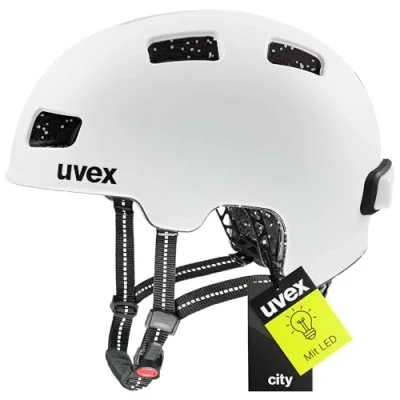 Abbildung von uvex City 4 Leichter Helm für Damen und Herren individuelle Größenanpassung inkl. LED Licht White Skyfall matt 55 58 cm