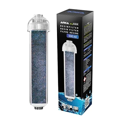 Abbildung von ARKA myAQUA Resinfilter, 500ml Hochleistungs Reinstwasserfilter mit Mischbettharz, eliminiert Silikat, Nitrat &amp; TDS, nachfüllbar, visuellem Farbumschlag.