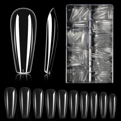 Abbildung von Carehabi Nageltips, 500 Stück Falsche Nagel Acryl Künstlich Nagelspitzen mit Aufbewahrungskoffer für Nagelstudios und Diy Nail Art Zu Hause 10 Größen
