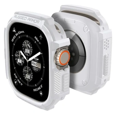 Abbildung von Spigen Rugged Armor Hülle Kompatibel mit Apple Watch Ultra 2 (2023) / (2022) 49mm Weiß
