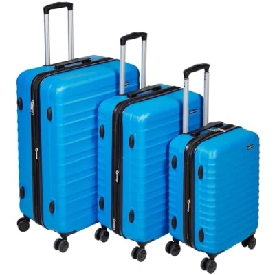 Abbildung von Amazon Basics Hartschalen Kofferset 3 teiliges Set 55, 68, 78 cm, Hellblau