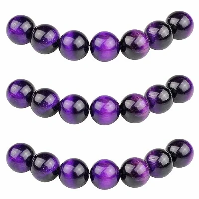 Abbildung von MJDCB Perlen zum Auffädeln 8mm 45 stück Violettes Tigerauge Halbedelsteine mit Loch Natürliche Lose Runde Steinperlen für Herstellung Schmuck Armbänder Halsketten