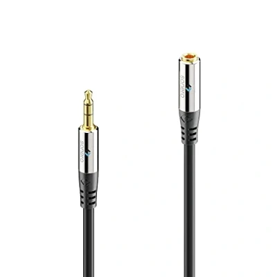 Abbildung von Sonero® premium Audiokabel Verlängerung 3.5mm Klinke, 5,00m, vergoldete Kontakte, schwarz