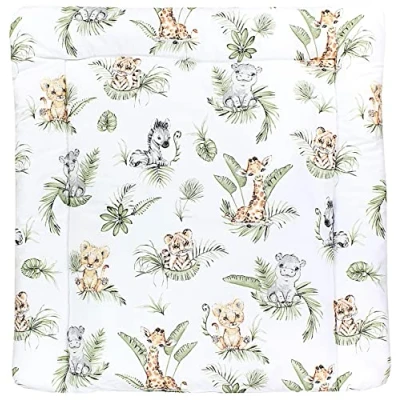 Abbildung von TupTam Baby Wickeltischauflage mit Baumwollbezug Gemustert, Farbe: Safari/Löwe/Braun/Blätter/Grün, Größe: 70 x cm