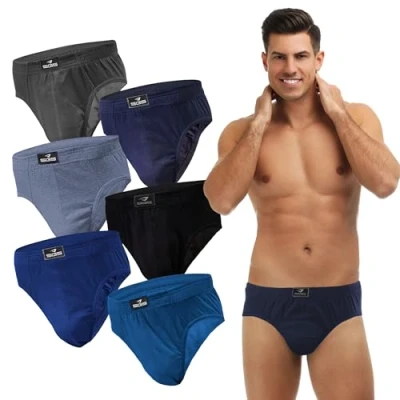 Abbildung von SGS Slip Herren Unterhosen Männer Baumwolle 6er oder 12er Pack atmungsaktive Unterwäsche von S bis 6XL für Alltag Sport.