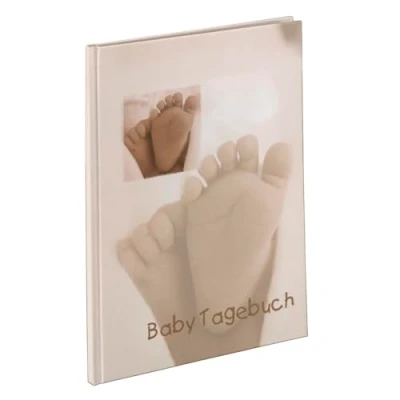 Abbildung von Hama Baby Tagebuch für Jungen und Mädchen (Babyalbum mit 44 illustrierten Seiten, Album zum Selbstgestalten) beige