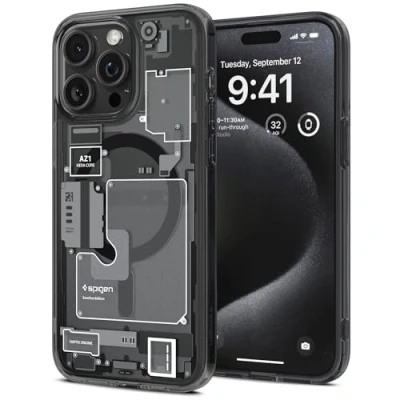 Abbildung von Spigen für iPhone 15 Pro Max Ultra Hybrid MagFit Hülle [Anti Yellowing] Case Handyhülle Transparent Dünn Slim Kompatibel mit MagSafe Zero One