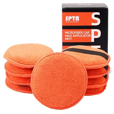 Abbildung von SPTA Wax Applikator Pads, 9tlg Mikrofaser Auto Handpolierschwamm Waschset Set, Autowachs Reinigungs Polierschwämme Microfaser Wachs für Wachse, Polituren, Lackreiniger
