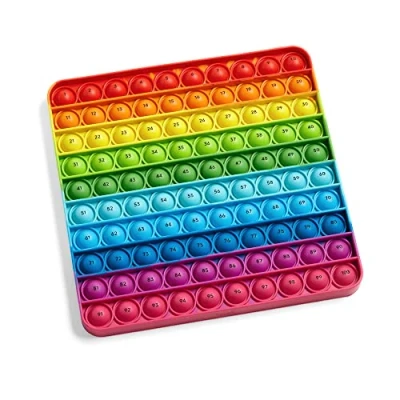 Abbildung von Learning Resources Sensorik Poppit Hunderter Zahlenbrett, drücken und zählen, Stressabbau Spielzeug zum Eindrücken, Multiplikationstraining, Feinmotorik Spielzeug, Konzentrationsspielzeug für Kinder