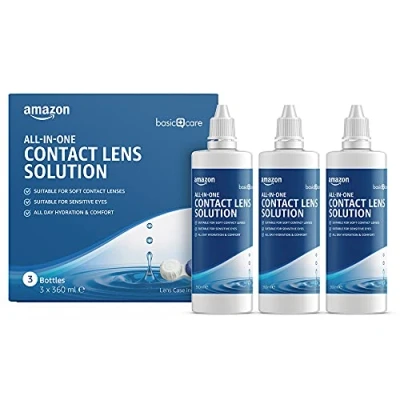 Abbildung von Amazon Basic Care All In One Lösung für weiche Kontaktlinsen, 360ml, 3er Pack