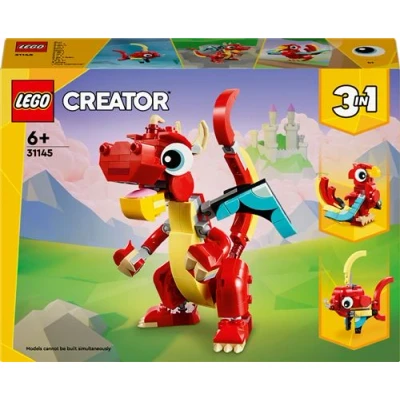 Abbildung von Lego Creator 3in1 Roter Drache, Spielzeug mit 3 Tierfiguren inkl. Fisch und Phönix, Tiere Set für Kinder, Geschenk Jungs Mädchen ab 6 Jahren 31145
