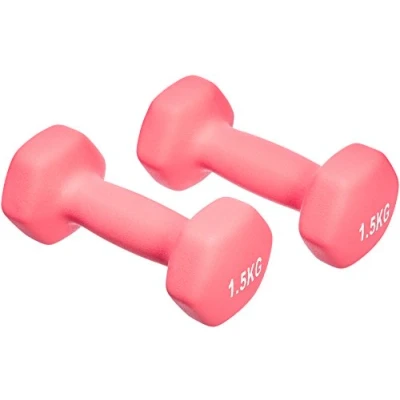 Abbildung von Amazon Basics Neopren Hanteln Gewichte,3.0 Pink, 2er Set, 2 x 1.5 kg