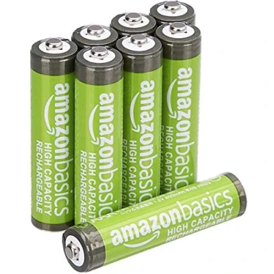 Abbildung von Amazon Basics AAA Batterien mit hoher Kapazität, 850 mAh, wiederaufladbar, vorgeladen, NiMh, 8 Stück
