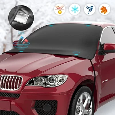 Abbildung von Senders Frontscheibenabdeckung, Auto Scheibenabdeckung Magnet Fixierung Faltbare Windschutzscheibe Abdeckung Frontscheibe Abdeckplane gegen Schnee, Frost, EIS, UV Strahlung, Staub