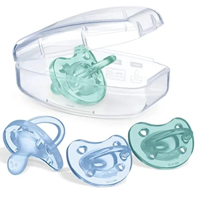 Abbildung von Chicco PhysioForma Soft Schnuller aus Silikon für 16 36 Monate, weich und zart, fördert die physiologische Atmung, in Blau, 4Stück
