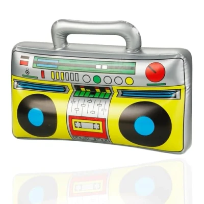 Abbildung von Aufblasbarer Ghettoblaster ca 45 x 42 cm 80er 90er Fasching &amp; Karneval Outfit Party Accessoires Kostüm Bad Taste Assi Retro Hip Hop Radio Walkman
