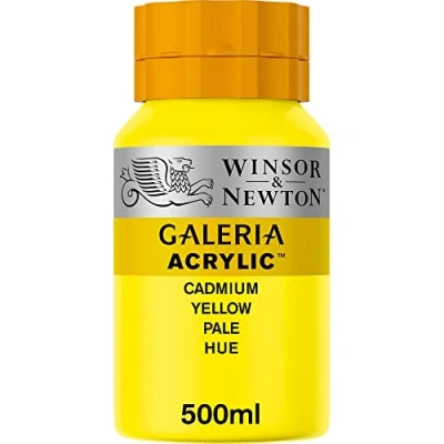 Abbildung von Winsor &amp; Newton 2150114 Galeria Acrylfarbe, hohe Pigmentierung, lichtecht, buttrige Konsistenz, 500 ml Topf Kadmiumgelb Blass