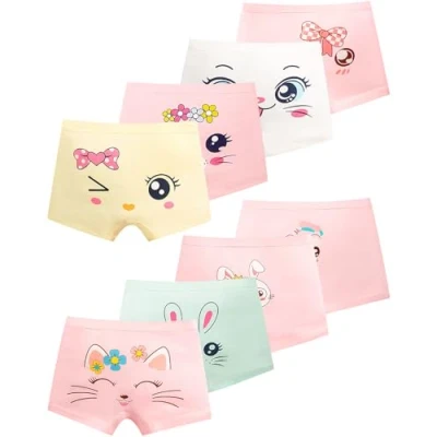 Abbildung von Adorel Mädchen Unterhosen Baumwolle Boxershorts Panty Unterwäsche 8er Pack Katze &amp; Häschen 116 122 EU (Herstellergröße L)