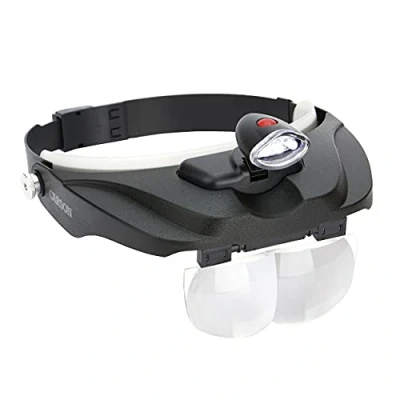 Abbildung von Carson MagniVisor Deluxe Komfort Kopflupe mit abnehmbarer LED Lampe und Wechsellinsen (CP 60), Schwarz