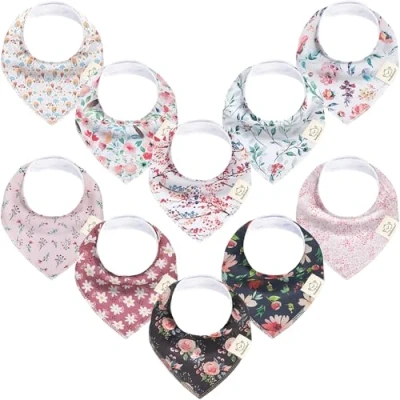 Abbildung von KeaBabies Baby Bandana Sabber Lätzchen für Mädchen Super saugfähiges aus Bio Baumwolle fürs Zahnen (Tea Party)