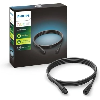 Abbildung von Philips Hue Outdoor Verlängerungskabel, Zubehör für Ihr Niedervolt System, 2.5m, schwarz, wetterfest (IP67)