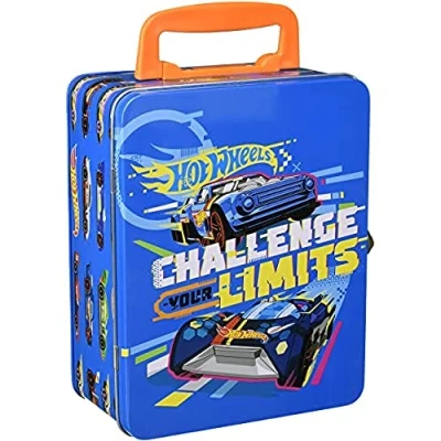 Abbildung von Theo Klein 2883 Hot Wheels Sammelkoffer, Spielzeugkoffer aus Metall für bis zu 18 Autos, 21 x 15,5 8,5 cm, Spielzeug ab 3 Jahre, Multicolor
