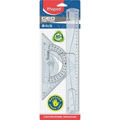 Abbildung von Maped 897118 Geometrie Set für Linkshänder, 3 teilig, Transparent