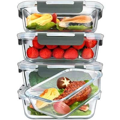 Abbildung von MCIRCO Glas Frischhaltedosen 1040ml 5er Set klick It Dosen mit Deckel Silikon Dichtungsring Glasbeh?lter Meal Prep