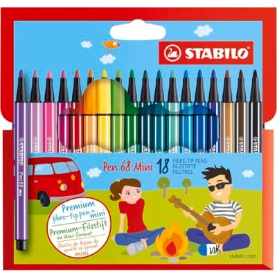 Abbildung von Premium Filzstift STABILO Pen 68 Mini 18er Pack mit 18 verschiedenen Farben