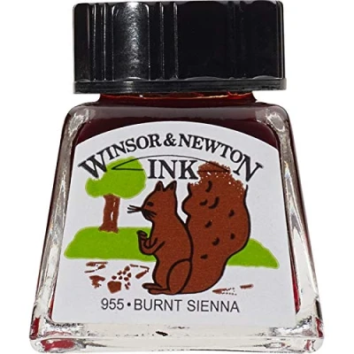 Abbildung von Winsor &amp; Newton 1005074 Drawing Inks Zeichentusche für Kalligraphen, Illustratoren, Grafikern, Künstler wasserbeständige Farben, herrvorragender Transparenz, 14ml Flasche Siena gebrannt