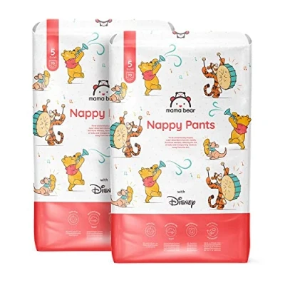 Abbildung von Amazon Marke: Mama Bear Disney Windelhöschen Größe 5 (12 17 kg) MONATSBOX, Weiß, 140 Stück (2 Packungen mit 70)