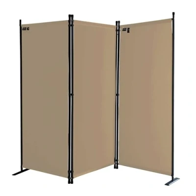 Abbildung von QUICK STAR Paravent 3 Teilig 170 x 165 cm Stoff Raumteiler Trennwand Balkon Sichtschutz Stellwand Faltbar Sand