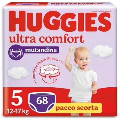 Abbildung von Huggies Ultra Comfort, Windelhöschen, Größe 5 (1217 kg), Packung mit 68 Windelhöschen