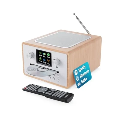 Abbildung von Internetradio mit CD Player &amp; DAB Plus Küchenradio Bluetooth FM Radio Digitalradio WLAN Spotify Connect, Podcasts EQ, Farbdisplay, Inklusive Fernbedienung MAJORITY Homerton (Eiche)