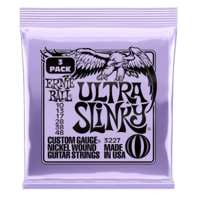 Abbildung von Ernie Ball Ultra Slinky Nickel Wound E Gitarrensaiten, 3er Pack, Stärke 10 48