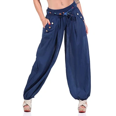 Abbildung von Malito Damen Haremshose Leichte Stoffhose aus Baumwolle Bequeme Hippie Sommerhose für warme Tage Aladinhose/Pumphose 3417 (Coral)