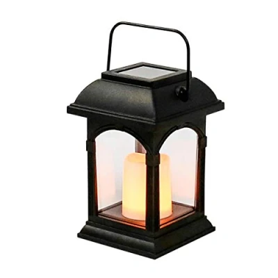 Abbildung von Festive Lights 15cm Solar Kerze Realistische Flackernde Effekt LED Laterne Lichter im Freien Hängende Haken Gartenbeleuchtung, Patio Tisch Decking IP44 Wasserdicht Bernstein Dekoration Schwarz