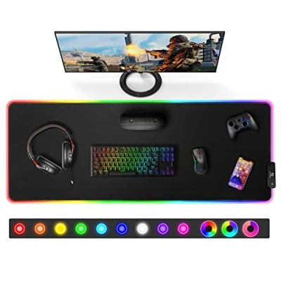 Abbildung von Gimars Gaming Mauspad, 12 LED Beleuchtungsmodi RGB Mousepad XXL, 800x300x5mm, Groß Desk Mat Zubehör mit wasserdichte Oberfläche, 5mm Rutschfester Gummifuß für PC Tastatur