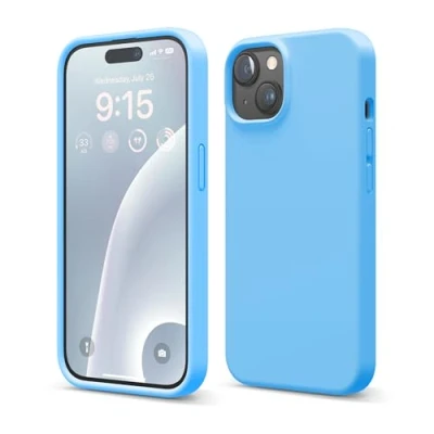 Abbildung von elago Flüssig Silikon Case Kompatibel mit iPhone 15 Hülle, Premium Handyhülle, Ganzkörper Schutzhülle [4 Lagige Stoßfeste Struktur], Kratzfestes Weiches Mikrofaserfutter (Ozean Blu)